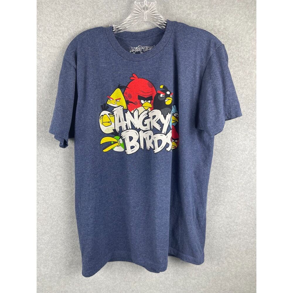 Angry Birds T Shirt Men's Size L Blue Video Game Movie Tee